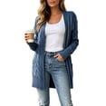 thumbnail image 2 of Diufon Cable Knit Cardigan Women Long Sleeve Cozy Chunky Knit Open Front Sweater with Pockets Going Out Fall Winter Long Jackets, 2 of 4