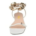 thumbnail image 3 of FSJ Women Graceful Flat Sandals Open Toe Thin Strap Gold Chain Ankle Strap Sandals Casual Summer Comfort Daily Work Party Shoes Size 9 White, 3 of 4