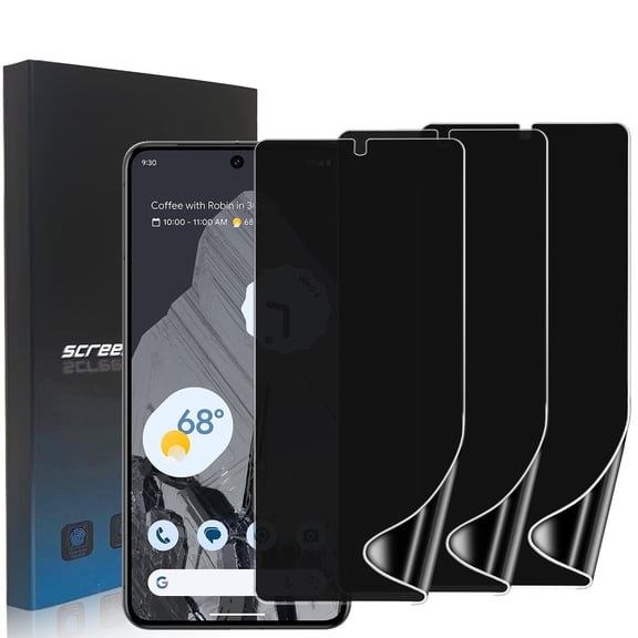 ZYQEEE 3 Pack Privacy Screen Protector for Google Pixel 8 Pro - 6.7",Anti-Spy Hydrogel Soft TPU Protective Film, Fingerprint Compatible, Curved Full Coverage [Not Tempered Glass]