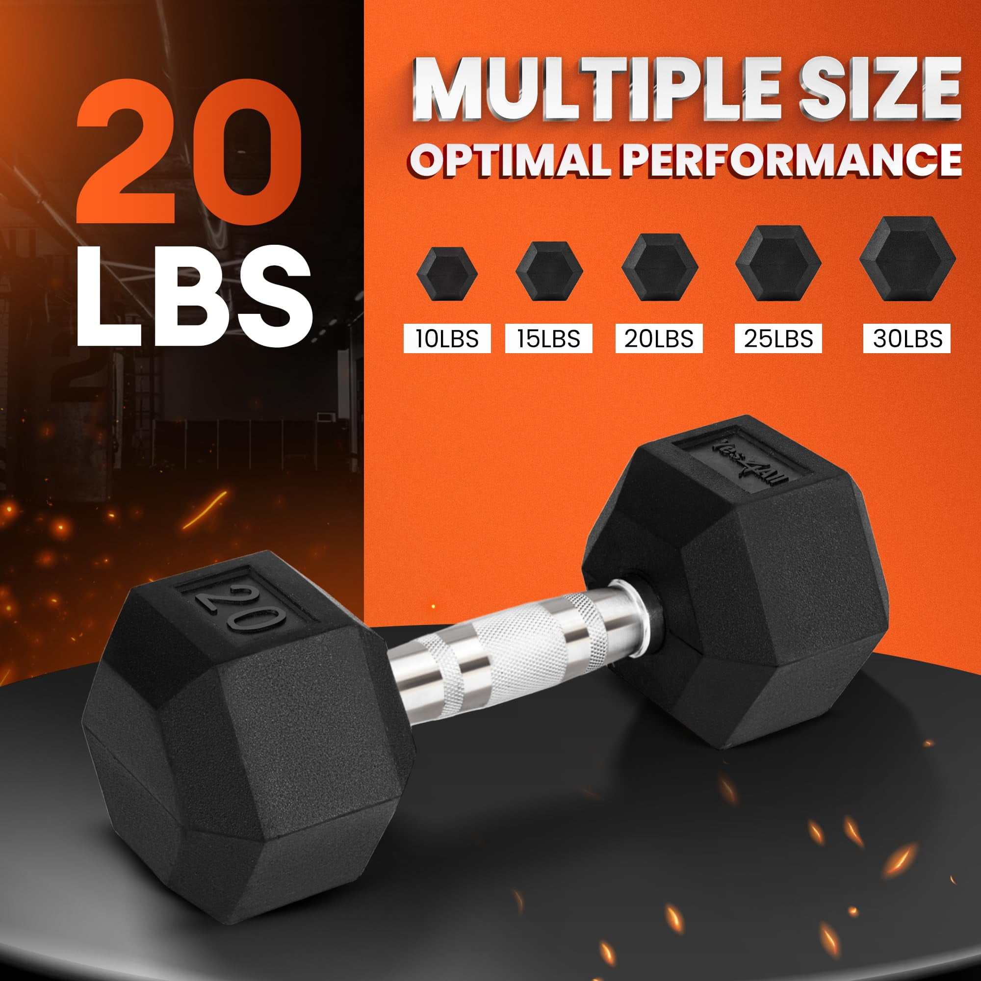 Yes4All 20 LBS Chrome Grip Encased Hex Dumbbells – Durable Hand Weights with Anti-Slip Design, Perfect for Strength Training and Workouts