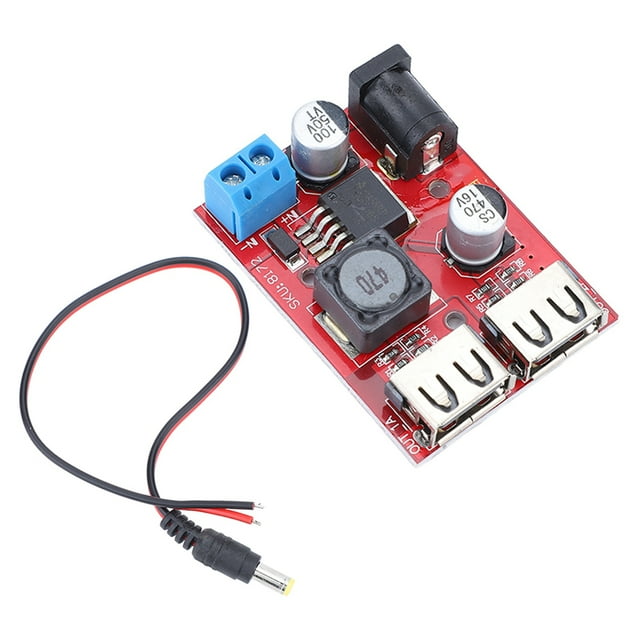 Placa reguladora de voltaje, controlador solar, 2 salidas USB, módulo reductor, CC 6 V-30 V a 5 V