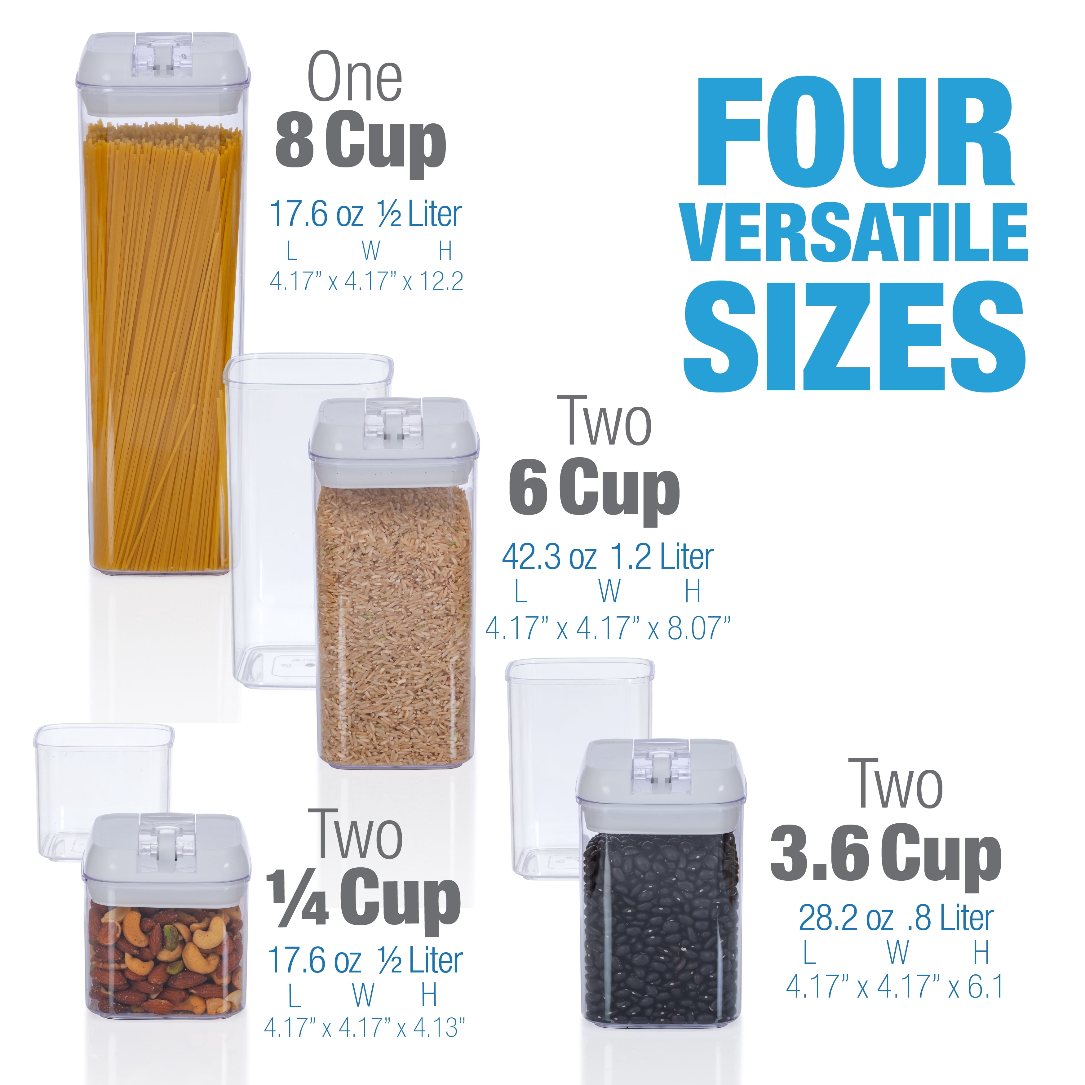Set of 7 Airtight Food Pantry Storage Containers with Dry Erase Marker and Labels, Red