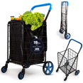 thumbnail image 2 of SereneLife Large Folding Utility Shopping Cart with Removable Liner - Blue, 2 of 5