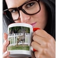 thumbnail image 2 of 3drose, a Deer Standing Near a White Picket Fence in Pine Valley Utah, 11oz Two-tone Red Mug, 2 of 6