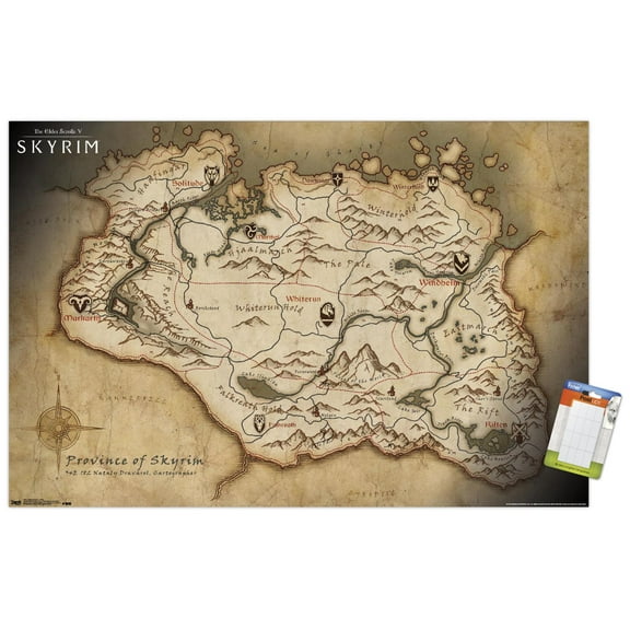 The Elder Scrolls V: Skyrim - Map Wall Poster, 22.375" x 34"