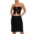 thumbnail image 3 of Coduop Women's Fashion Strapless Tube Tops Sleeveless Floral Print Cross Tie-Up Mesh Tank Tops, 3 of 7