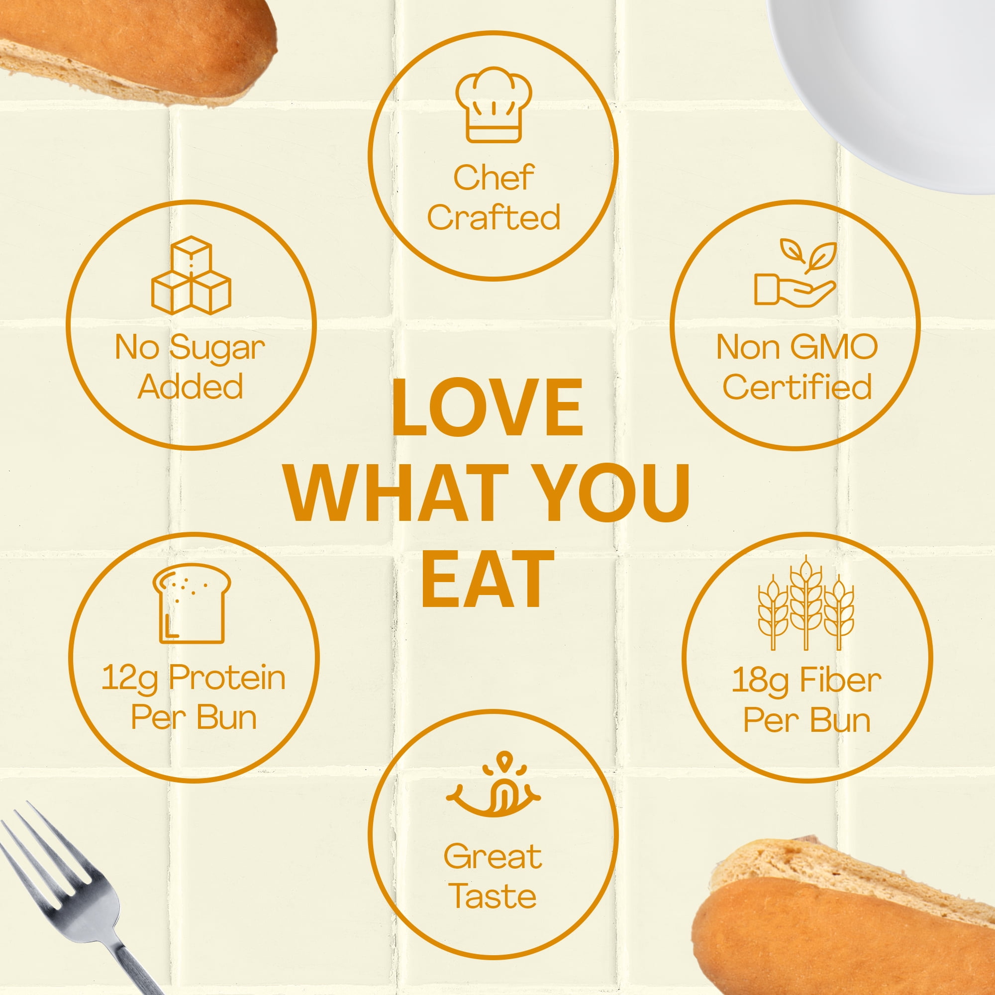 Sola Golden Wheat Hot Dog Buns, Non-GMO, 9 oz, 4 Count