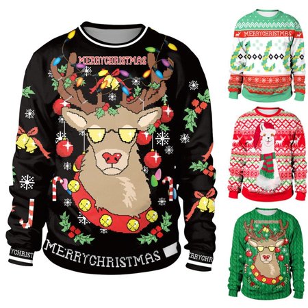 Women Lady Sweater Christmas Xmas Jumper Pullover Winter Warm Long Sleeve Print Sweatshirt
