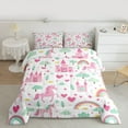 thumbnail image 2 of Homewish Kawaii Cartoon Unicorn Queen Comforter Set,Fairy Tale Castle Bedding Sets,Colorful Rainbow Pink Loves Bedding Comforter Set For Girls,Ultra Soft Home Decor Reversible,3-Piece, 2 of 8