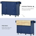 thumbnail image 5 of DEALTOPS Rolling Kitchen Islands with Storage Cabinets, Solid Wood Blue, 52.76 in, 5 of 14