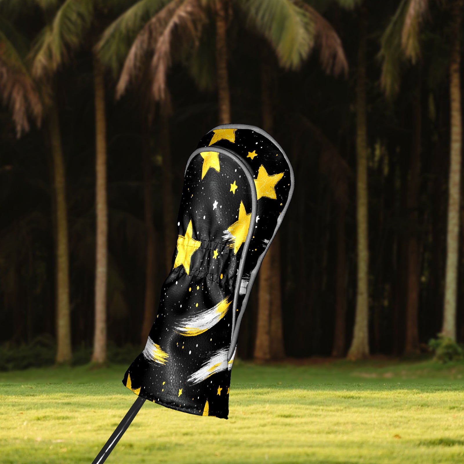 Golf Club Covers PU Leather Waterproof Head Covers for Fairway Woods Hybrids Golden Shooting Star