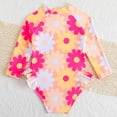 thumbnail image 6 of NAISIBABY Toddler Girls One-Piece Swimsuit, Floral Prints Long Sleeve Rash Guard Swimwear Beach Sport Bathing Suit Yellow 1T, 6 of 7