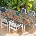 thumbnail image 2 of Spring Flowers Table Cloths for 8 Foot Rectangle Tables, Farmhouse Vintage Black Plaid Wood Grain Patio Waterproof Elastic Fitted Tablecloths, Washable Rectangular Table Cover for Camping, 2 of 8