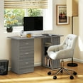 thumbnail image 2 of HOMCOM Bureau d'Ordinateur avec Étagères de Rangement à 3 Niveaux, Bureau de Bureau à Domicile, Gris, 2 of 10