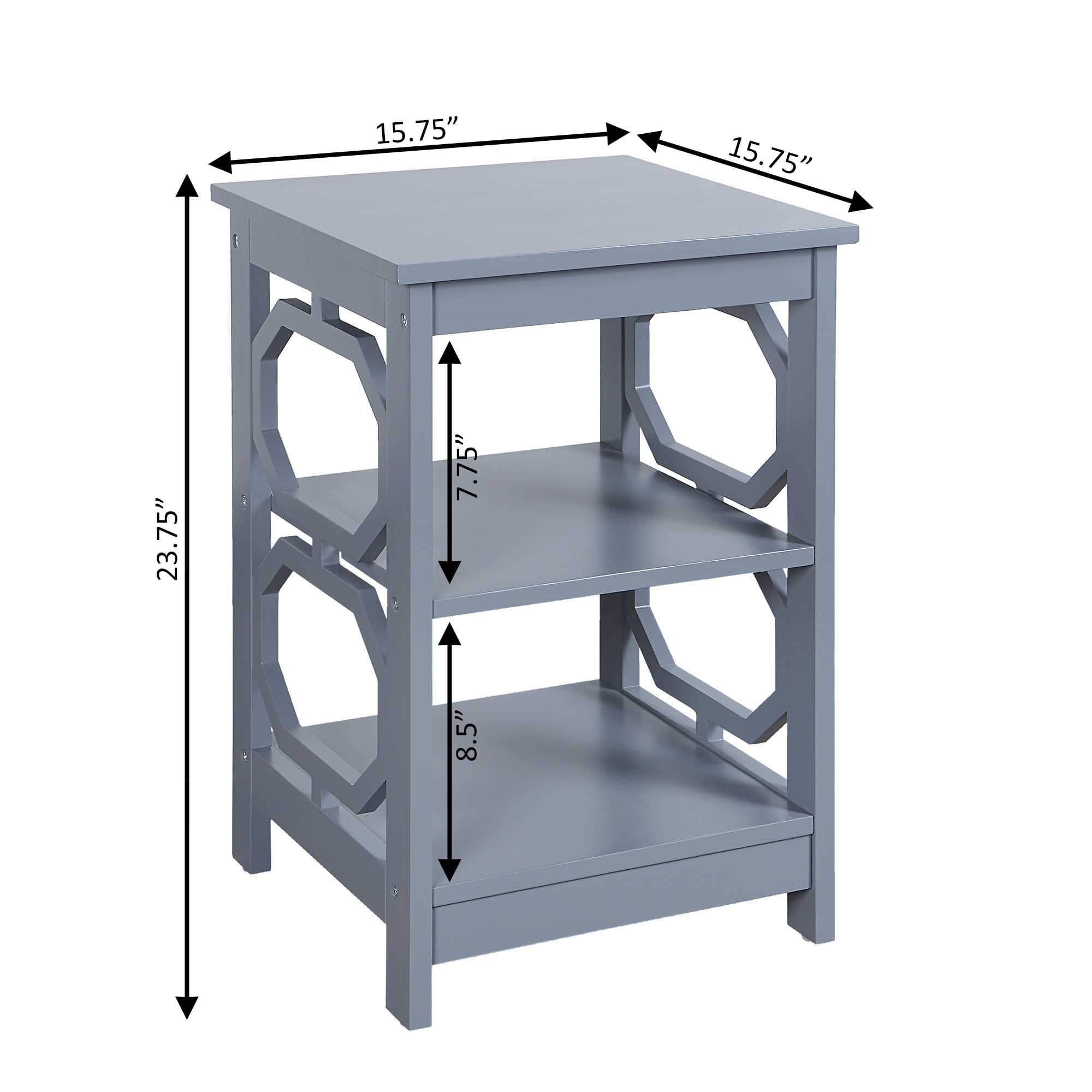 Convenience Concepts Omega End Table with Shelf, Gray