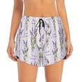 thumbnail image 2 of Goofa Lavender Flowers Printed Women 2 in 1 Running Shorts,Quick Dry Athletic Workout Shorts,High Waisted Athletic Shorts with Liner Pockets-Small, 2 of 9