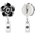 thumbnail image 6 of Flower Badge Holder, Luxury Rose Flower Diamond Badge Reel with Alligator Clip, Glitter Rose Flower ID Card Badge Reel for Nurse, 6 of 7