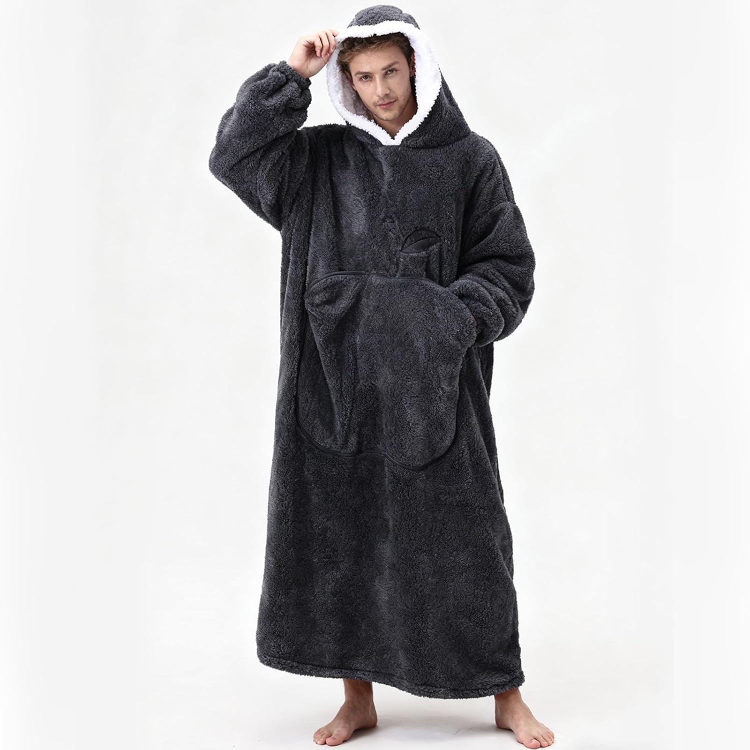 Joqmia Women's Oversized Wearable Blanket Hoodie - Fluffy Sherpa Plush Hooded Sweatshirt, Warm Cozy Lounge Wear for Home, Ideal Gift for Mom, Adults, Christmas