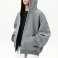 thumbnail image 4 of KHONTS Zip up Reversible Hoodies for Men Long Sleeve Casual Fall Winter Comfort Fashion Unisex Jacket Coat Grey L, 4 of 8
