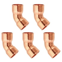 Uxcell 10mm ID 0.8mm Thick Elbow Copper Fitting, 5pcs 99.9% Pure Copper 45 Degree Sweat Solder Pipe Connector