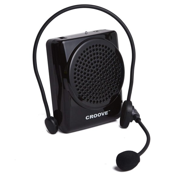 Croove - Auriculares con amplificador de voz recargable, compatible con MP3, micrófono portátil y al