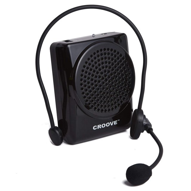 Croove - Auriculares con amplificador de voz recargable, compatible con MP3, micrófono portátil y al