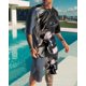 thumbnail image 3 of Conjunto de camiseta y pantalones cortos de playa informales con estampado digital 3D de animales para hombre, 3 of 5