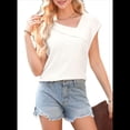 thumbnail image 2 of Blusas Elegantes e Informales de Corta para Mujer, Blancas, Talla M, 2 of 8