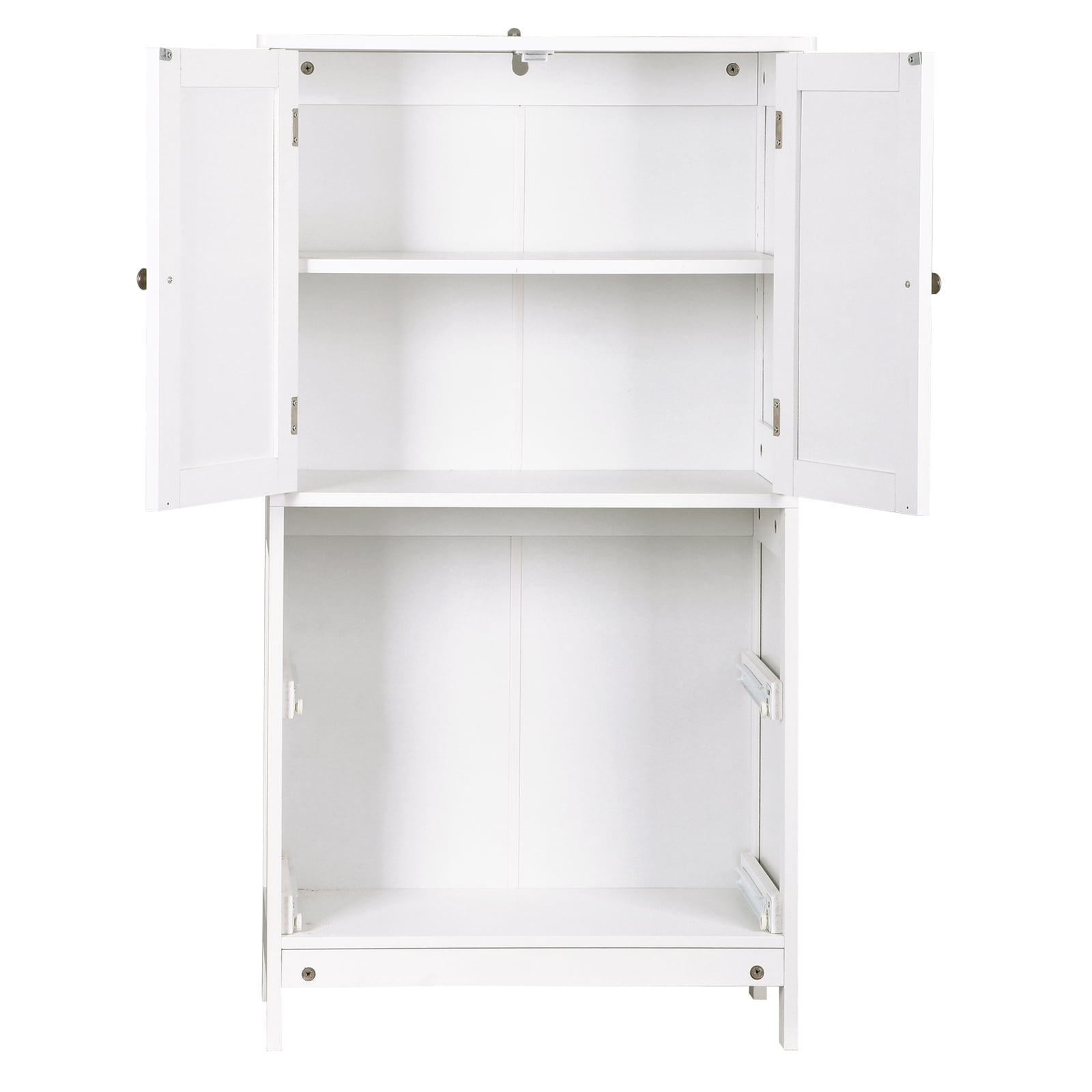 RWTFGV Bathroom Storage Cabinet Double-Layer Storage Cabinet White MDF Bathroom Cabinet - 5-Speed Adjustable Shelves 88LBS Capacity Waterproof & Moisture-Proof Easy Assembly by One Person