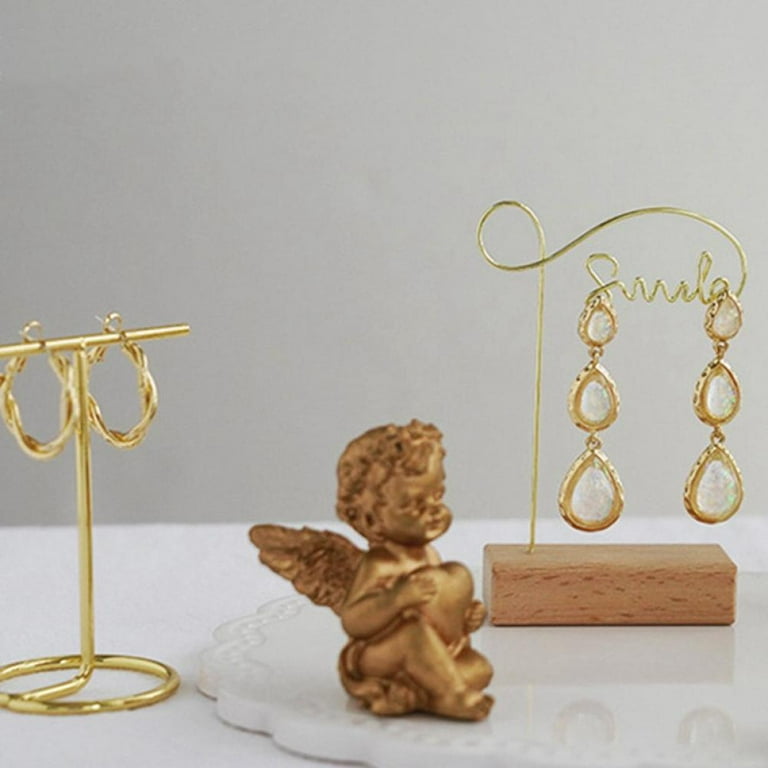Gold Metal Earring T Stand Jewelry Holder Dangle Earring Display for Photo Shoot Online Retail