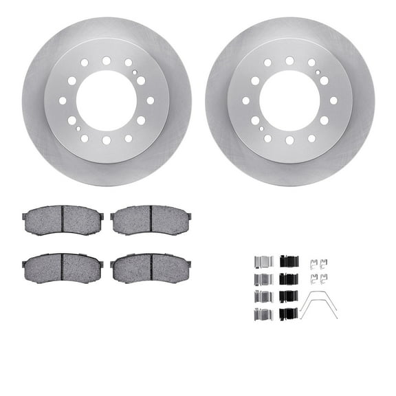 Dynamic Friction Company Rear Brake Rotors with Ultimate Duty Performance Brake Pads includes Hardware 6412-76046