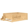 thumbnail image 5 of Bellemave Full Bed with Trundle and Small Stairs, Full Size Platform Bed Frame with Rail and Bookshelf, Wooden Montessori Floor Bed No Box Spring Needed,Light Natural, 5 of 8