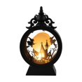 thumbnail image 3 of Halloween Witch Glowing LED Figurine, Resin Spooky Night Light with Warm Amber Glow for Desk Shelf Table Decor, 3 of 4