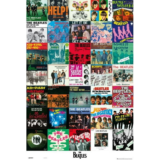 The Beatles Music Poster Print The Singles Covers Size 24 X 36 Black Poster Hanger Walmart Com Walmart Com