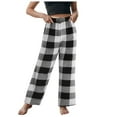 thumbnail image 3 of Hessimy Pajama Pants Pajama Pants Teen Girls Buffalo Plaid Pajamas Plush Pajama Pants Fleece PJs for Boys Elastic Waistband Lounge Pants with Pockets(Black,11-12 Years), 3 of 9