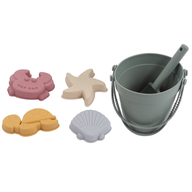 Jouet De Plage Enfant 9 Pièces En Silicone - Seau, Pelle, Moules Et Sac Filet - Kit Sable Créatif Orange