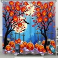 thumbnail image 1 of Whimsical Halloween Shower Curtain o- Trees & Moonlit Cemetery, 1 of 5