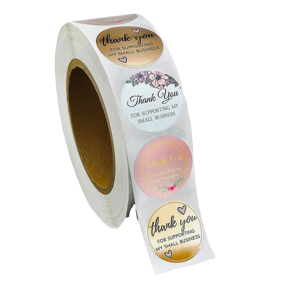 Thank You Stickers Roll Gift Tags Round Envelope Seal Stickers Thank You Stickers Lables for Card Present Tags Small Business Event Postcard