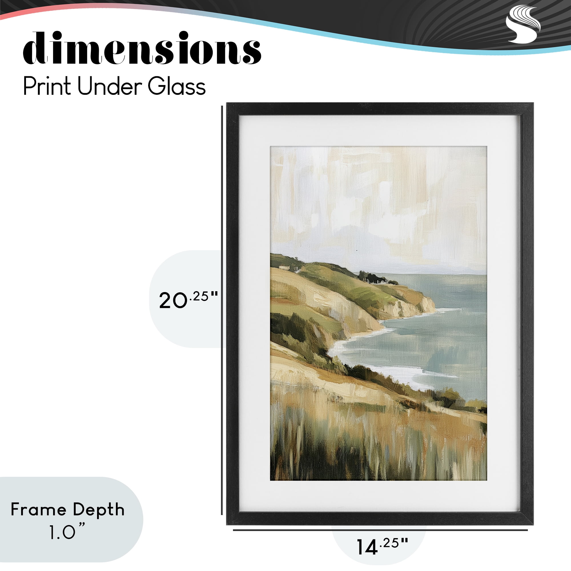Stupell Industries Serene Cliff Coast Landscape Black Framed Print Under Glass, design by Petal Prints Design