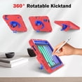 thumbnail image 6 of Case for iPad Mini 7 Case A17 Pro, for iPad Mini 7th/6th Generation Case, Heavy Duty Military Grade Shockproof Rugged Protective Cover with Built-in Stand/Pencil Holder Shoulder Strap, Red Blue, 6 of 12