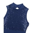 thumbnail image 4 of Alvivi Women Girls Lyrical High Low Dance Costume Shiny Sequins Ballet Dance Dress Leotard Navy_Blue Medium, 4 of 7