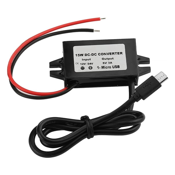 Seitruly Regulador reductor de 12V a 5V 3A para coche, protección de bajo voltaje para vehículo, conector Micro USB, adaptador de voltaje, accesorios Electrónica miscelánea