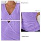 thumbnail image 4 of Camiseta sin mangas fruncida con cuello en V para mujer, camisa sin mangas con decoración de botones huecos y ojales, cintura de Color liso, 4 of 4