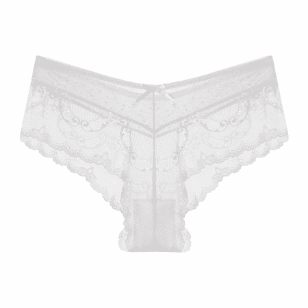 

JUSTUP Womens Underwear Invisible Seamless Bikini Lace Underwear Half Back Coverage Panties 5 Pack White S