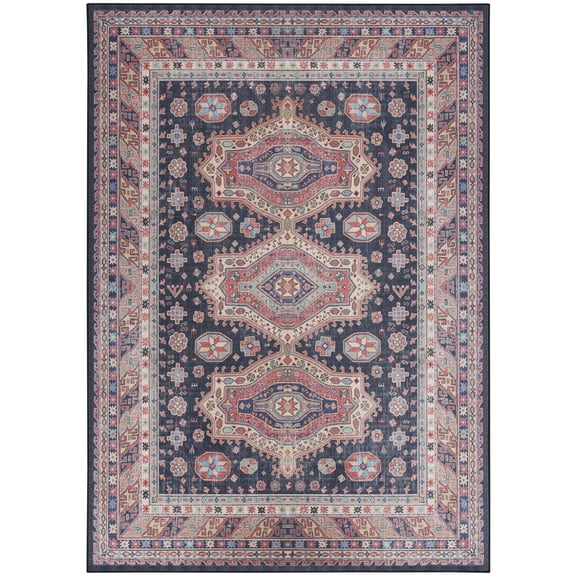 Nourison Vintage Home Medallion Flatweave Indoor Area Rug Navy 6'x9'