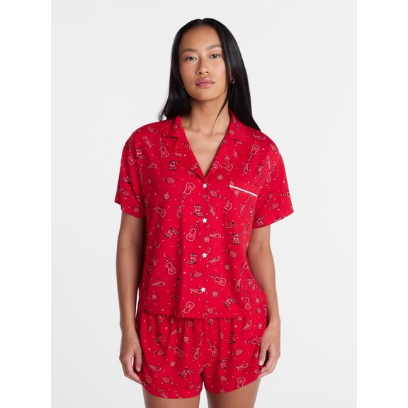 Country Festival Fourth of July Women's Notch Top and Shorts Pajama Set from Way to Celebrate, 2-Piece, Sizes XS-3X