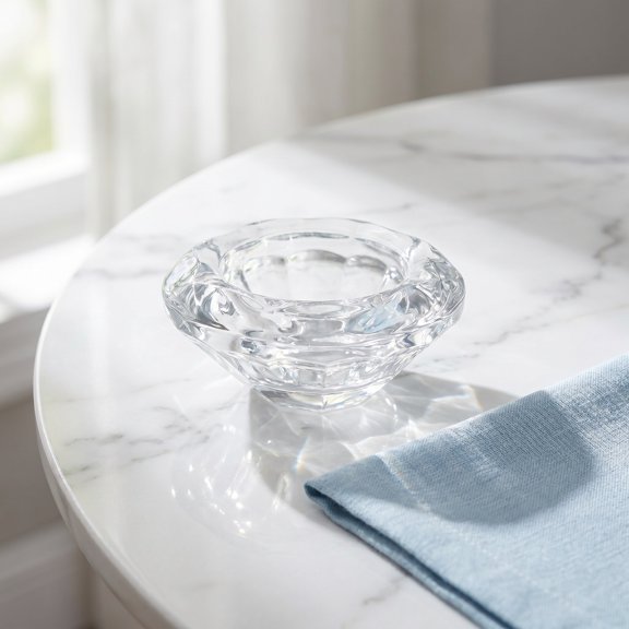 ETEREAUTY Set of 2 Decorative Glass Tealight Candle Holders with Crystal for Home Decor