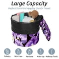 thumbnail image 2 of PhooArto Large Barrel Drawstring Makeup Bag, Purple Pansy Flowers Skull Pattern Travel Cosmetic Bag Portable Make Up Organizer Bag, 2 of 6