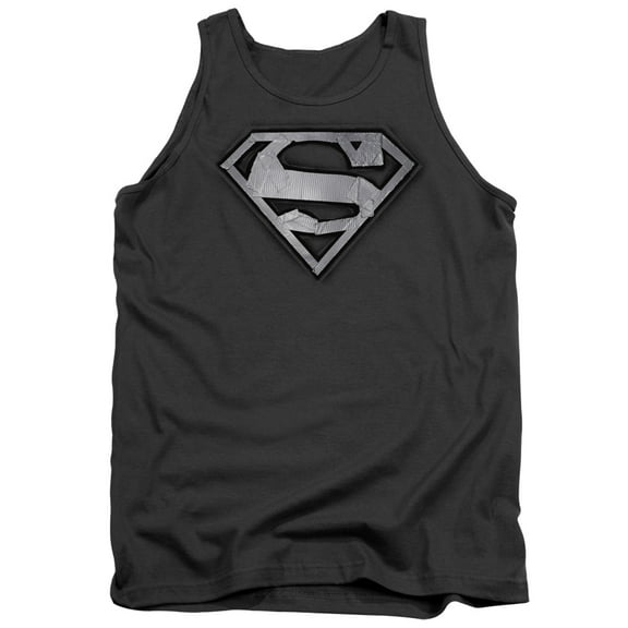Superman Duct Tape Shield Adult Tank Top Charcoal