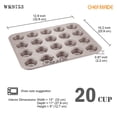 thumbnail image 3 of CHEFMADE Mini Muffin Pan, 20-Cavity Non-Stick Tiny Cupcake Pan, Oven & Dishwasher Safe, Bakeware for Oven Baking (Champagne Gold), 3 of 7